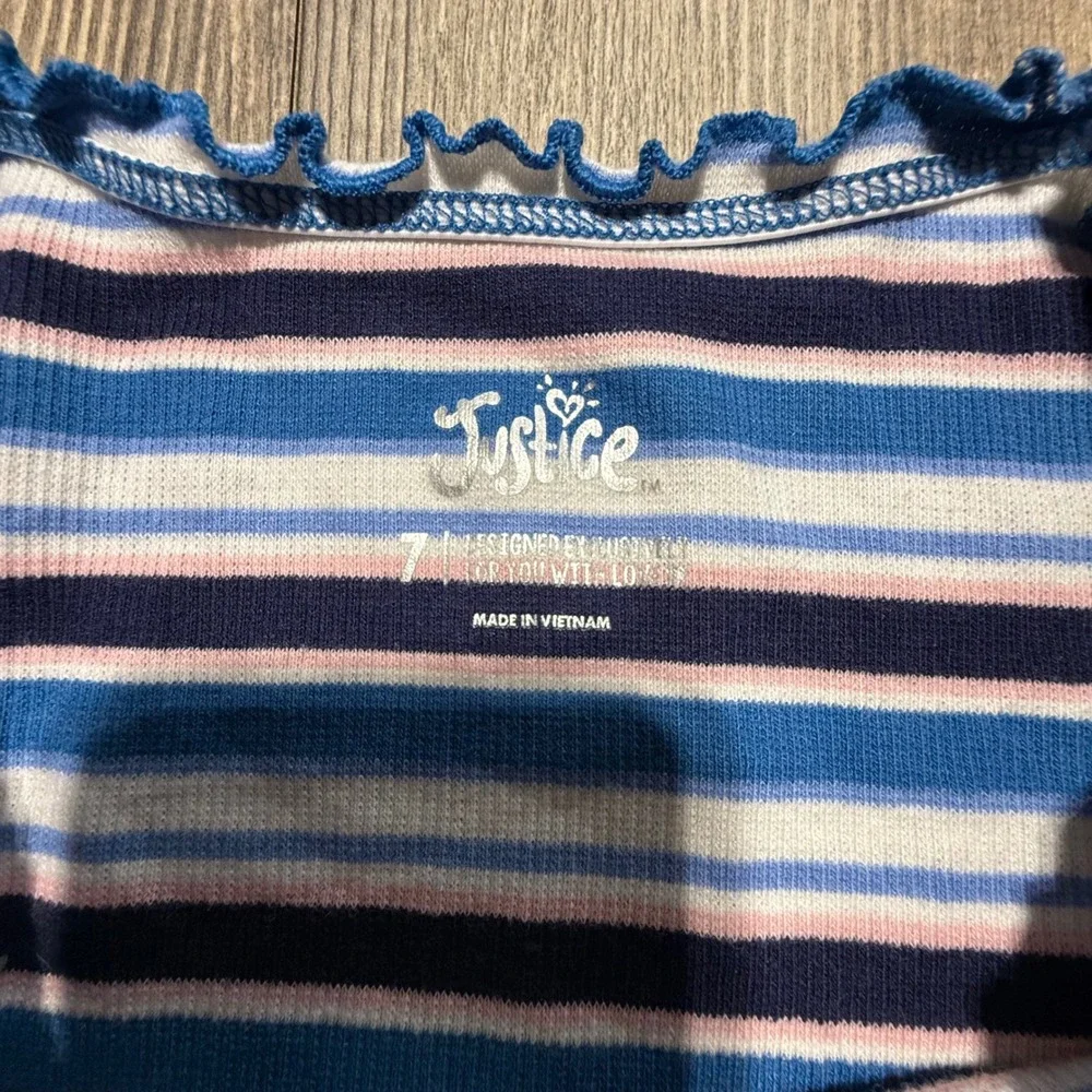 Justice Zip Top Blue Pink Striped Y2KKids Vibe